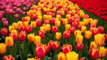 Mơ thấy nhiều hoa tulip nở rộ nhiều màu sắc