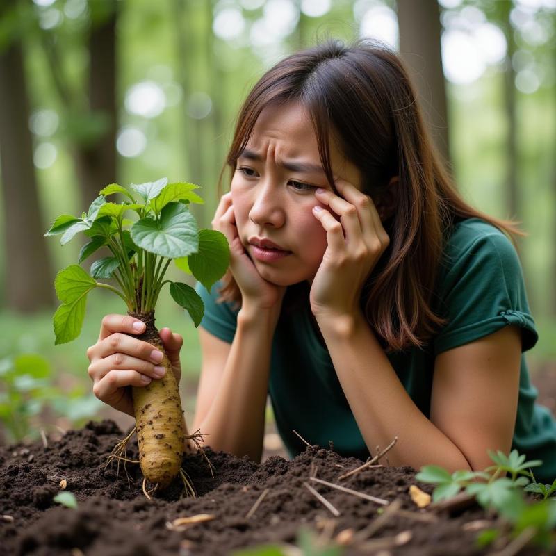 Mơ thấy nhổ cây đinh lăng khó khăn