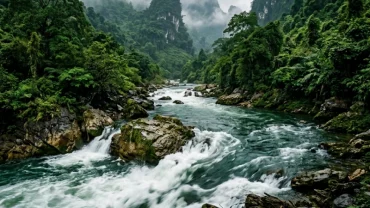 Hình ảnh minh họa ý nghĩa tâm linh và điềm báo phong thủy khi mơ thấy nước chảy cuồn cuộn trong thực tế