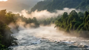 Dòng thác rộng lớn cuồn cuộn nước chảy xiết đại diện cho giấc mơ thấy nước chảy cuồn cuộn