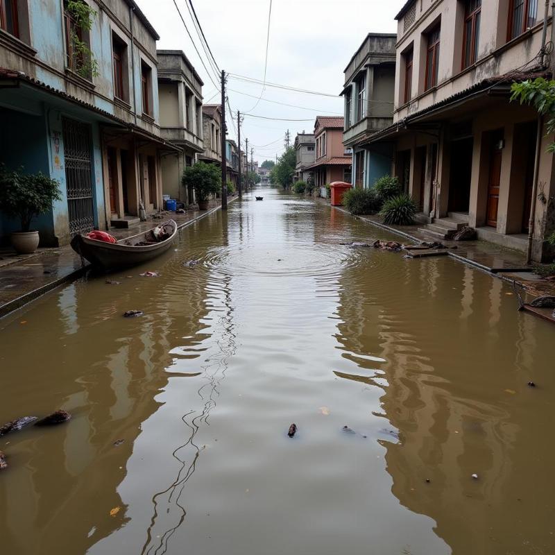 Mơ thấy nước lụt ngập đường