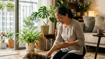 Hình ảnh minh họa điềm báo phong thủy và sự thay đổi tài lộc khi nằm mơ thấy nuôi mèo trong gia đình