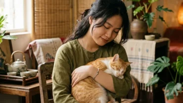 Hình minh họa chi tiết về ý nghĩa phong thủy và các điềm báo khi mơ thấy ôm mèo