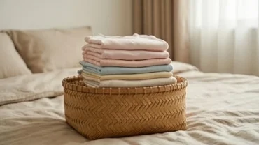 Những bộ quần áo trẻ em mềm mại được gấp gọn gàng trong không gian ấm áp giải mã giấc mơ thấy quần áo trẻ em