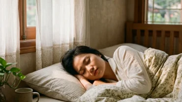Người trẻ nằm ngủ bình yên trong căn phòng ngủ ấm áp ở Việt Nam gợi mở tâm lý mơ thấy quan hệ với người mình thích