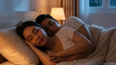 Cặp đôi ôm nhau ngủ say giấc đại diện cho hiện tượng mơ thấy quan hệ với người yêu và những ẩn số tâm lý