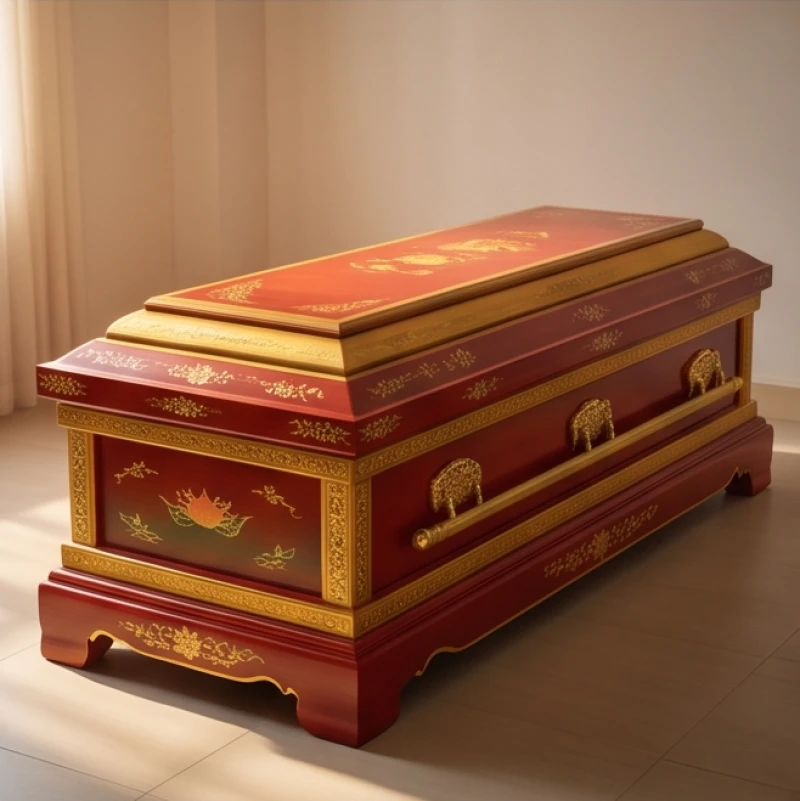 Nằm mơ thấy quan tài có người chết: Điềm lành hay dữ, đánh số gì? 3 Chiếc quan tài được sơn màu đỏ và vàng rực rỡ tượng trưng cho vượng khí và sự đền đáp xứng đáng