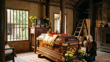 Hình ảnh minh họa ý nghĩa phong thủy khi mơ thấy quan tài trong nhà báo hiệu sự chuyển giao năng lượng và tài lộc