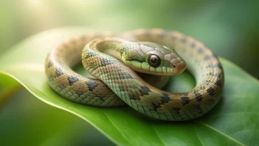 Giấc mơ thấy rắn con cuộn tròn bình yên trên chiếc lá xanh phản ánh những biến chuyển nhỏ bé trong tiềm thức
