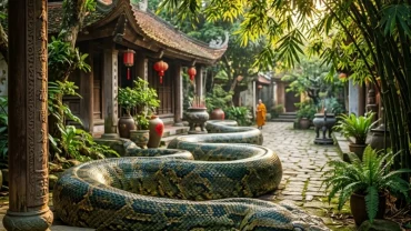 Hình ảnh mang tính biểu tượng cho trải nghiệm mơ thấy rắn khổng lồ và các thông điệp tâm lý phía sau