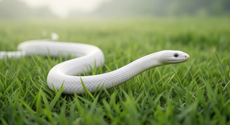 Mơ thấy rắn: Giải mã điềm báo, con số may mắn và cách hóa giải 3 Con rắn vảy trắng muốt bò trườn qua bãi cỏ xanh ngát mang năng lượng gột rửa và sự tinh khiết