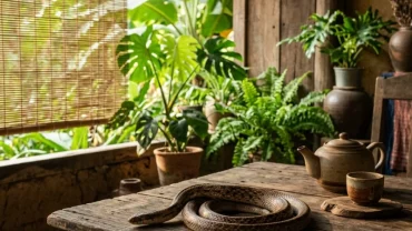 Bức ảnh minh họa chi tiết điềm báo an toàn và may mắn khi mơ thấy rắn ráo bò vào không gian sống của gia đình