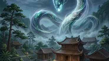 Hình ảnh tâm linh huyền bí mô tả điềm báo khi mơ thấy rắn thành tinh khổng lồ trong phong thủy