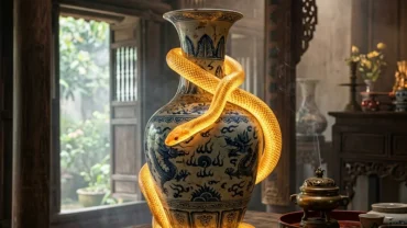 Hình ảnh giải mã giấc mơ thấy rắn vàng báo hiệu điềm lành về tài lộc và sự lột xác trong phong thủy