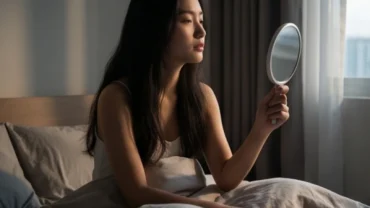 Người phụ nữ Việt Nam thức giấc với vẻ mặt băn khoăn sau khi mơ thấy răng lung lay
