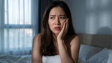 Người phụ nữ Việt Nam choàng tỉnh giấc với gương mặt đầy lo âu khi mơ thấy răng sâu bị vỡ