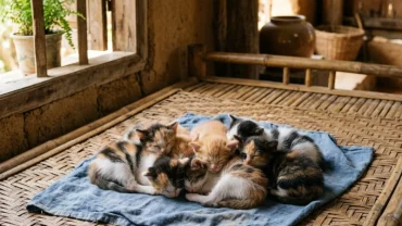 Hình ảnh đàn mèo con khỏe mạnh nô đùa tượng trưng cho điềm báo cát tường khi mơ thấy rất nhiều mèo con trong nhà