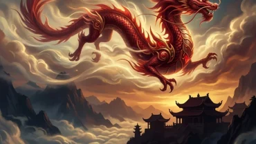 Hình tượng rồng phương đông uy nghi minh họa cho điềm báo khi mơ thấy rồng đỏ trong văn hóa tâm linh