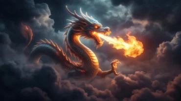 Cảnh tượng tráng lệ về con rồng khổng lồ rực rỡ, giải mã ý nghĩa giấc mơ thấy rồng phun lửa về tài lộc