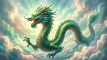 Điềm báo mơ thấy rồng xanh khổng lồ bay lượn giữa những đám mây ngũ sắc mang theo luồng sinh khí