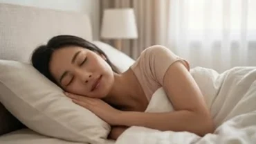 Người phụ nữ chìm trong giấc ngủ bình yên đại diện cho hiện tượng mơ thấy rụng răng không chảy máu