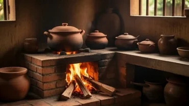 Gian bếp truyền thống Việt Nam đỏ lửa tượng trưng cho điềm báo tốt lành khi mơ thấy số 40