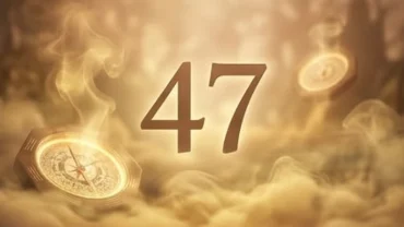 Biểu tượng con số 47 lơ lửng trong không gian huyền bí thể hiện điềm báo khi mơ thấy số 47 theo phong thủy