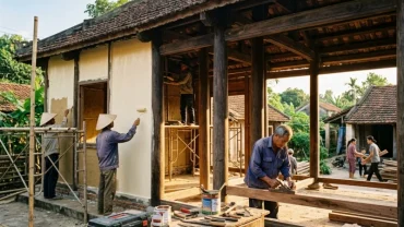 Hình ảnh minh họa chi tiết quá trình cải tạo không gian sống khi giải mã điềm báo mơ thấy sửa nhà