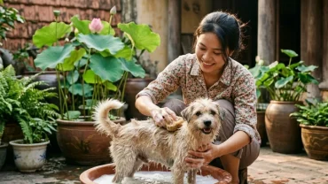 Hình ảnh minh họa các điềm báo tâm linh và ý nghĩa cát tường khi mơ thấy tắm cho chó