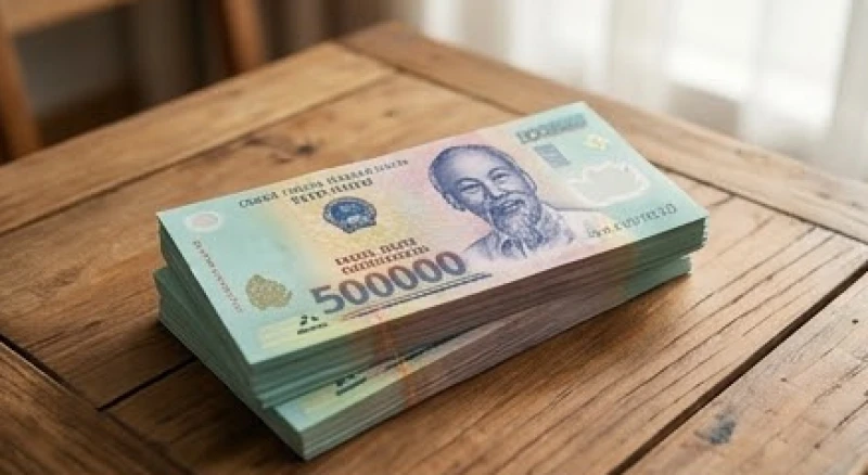 Mơ thấy chồng cho tiền: Điềm báo hôn nhân và con số may mắn 3 Xấp tiền polime 500k Việt Nam mới tinh được xếp ngay ngắn trên mặt bàn gỗ