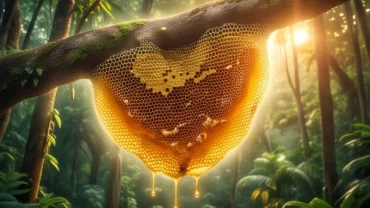 Tổ ong mật khổng lồ đẫm mật vàng óng ánh đại diện cho điềm báo cát tường khi mơ thấy tổ ong mật