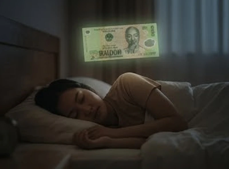 Mơ thấy tờ tiền 100: Giải mã điềm báo & bộ số tài lộc 1 Một người đang ngủ say trên giường và hình bóng tờ tiền 100 nghìn lờ mờ xuất hiện đại diện cho giấc chiêm bao tài lộc