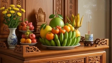 Mâm ngũ quả tươi ngon rực rỡ giải đáp ý nghĩa tâm linh khi mơ thấy trái cây trên bàn thờ gia tiên