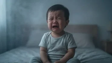 Đứa bé khóc thét trong không gian mờ ảo tượng trưng cho giấc mơ thấy trẻ em khóc