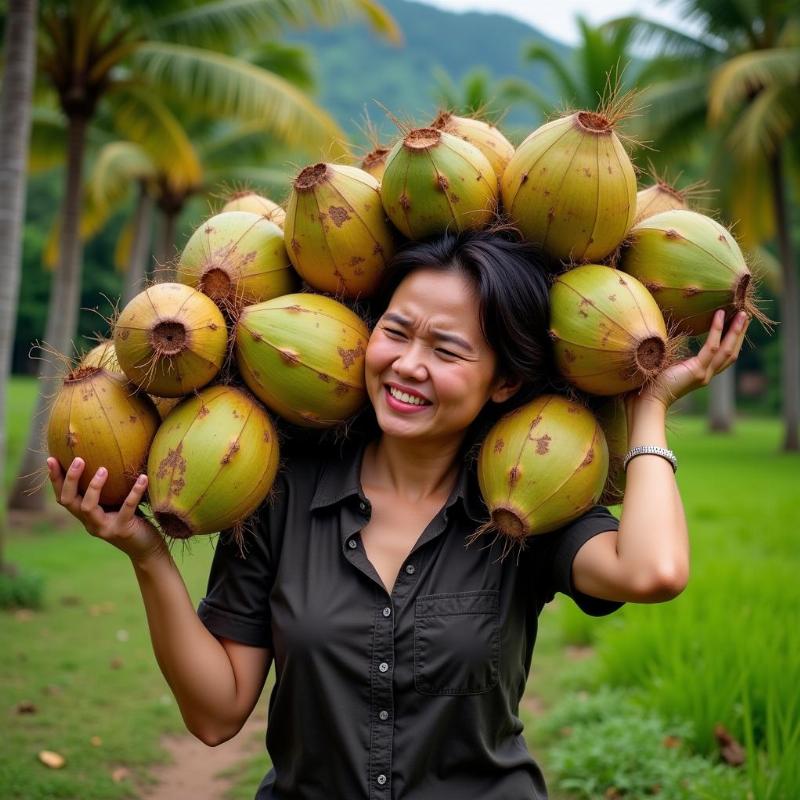 Mơ thấy vác dừa nặng trĩu