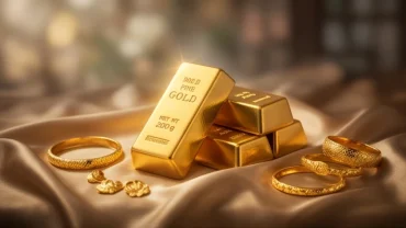 Cảnh tượng huyền ảo của những thỏi vàng và trang sức lấp lánh trong một giấc mơ thấy vàng mang đậm yếu tố phong thủy
