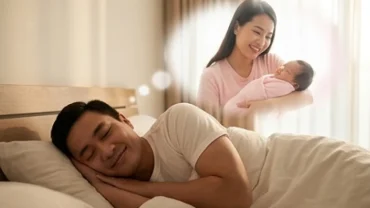 Người chồng ngủ say và mỉm cười hạnh phúc khi nằm mơ thấy vợ sinh con gái khỏe mạnh bụ bẫm