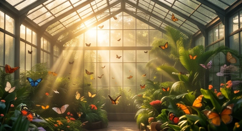 Mơ thấy sở thú: Giải mã điềm báo tâm lý và con số may mắn 2 Khu vườn bướm lung linh sắc màu trong sở thú với ánh nắng rực rỡ len lỏi qua từng tán lá xanh mướt