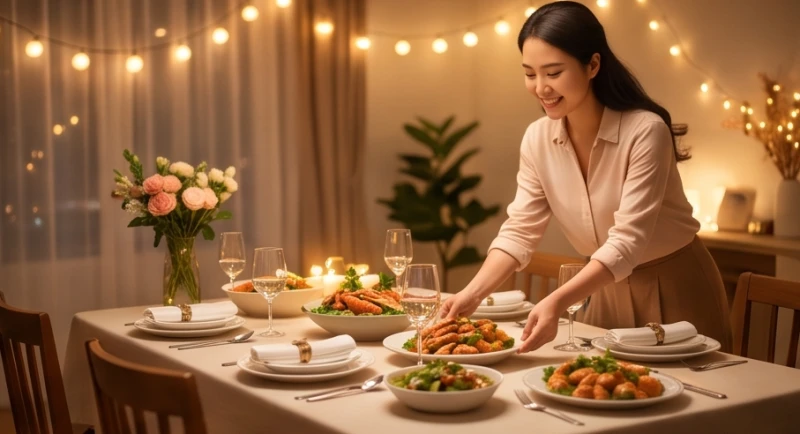 Mơ thấy ăn uống tiệc tùng: Điềm báo, số may mắn & cách hóa giải 4 Gia chủ tự tin chuẩn bị các món ăn ngon thết đãi khách khứa ngay tại không gian phòng ăn gia đình ấm cúng