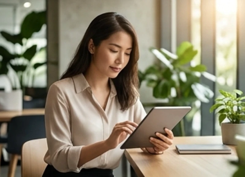 Nhân viên phân tích dữ liệu tài chính đang tập trung hoàn thành dự án trong không gian làm việc linh hoạt