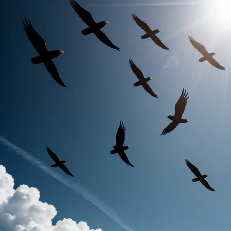 Đàn quạ bay trên bầu trời