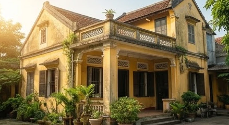 Mơ thấy mua bán nhà đất: Giải mã điềm báo và con số may mắn 2 Một ngôi nhà cổ kính với bức tường vàng rêu phong mang lại cảm giác hoài niệm về những di sản truyền thống