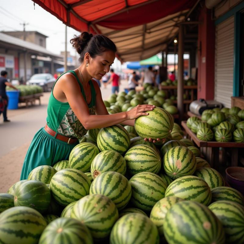 Mơ thấy mua dưa hấu ngoài chợ