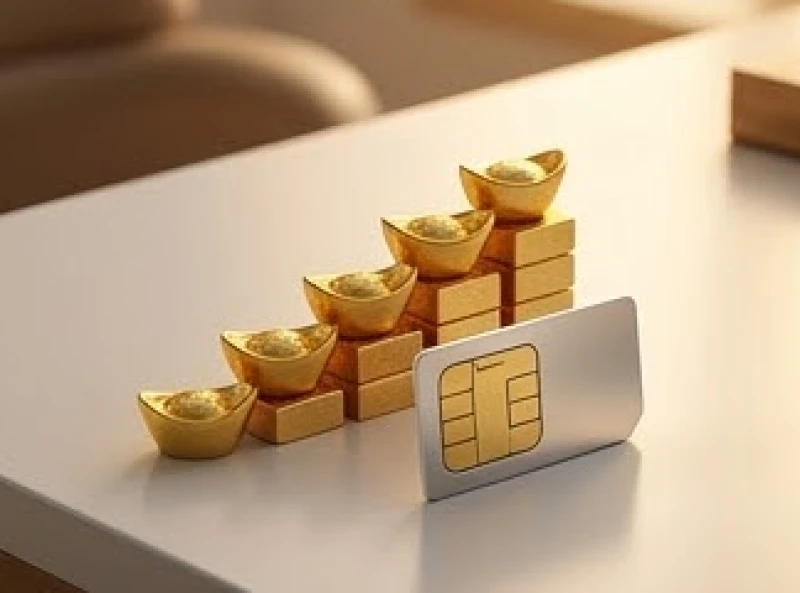 Sim phong thủy tuổi Mùi: Định mức ngân sách và tự luận Kinh Dịch 9 Những thỏi vàng phong thủy nhỏ nhắn xếp thành từng bậc thang bên cạnh một chiếc thẻ sim điện thoại bằng kim loại