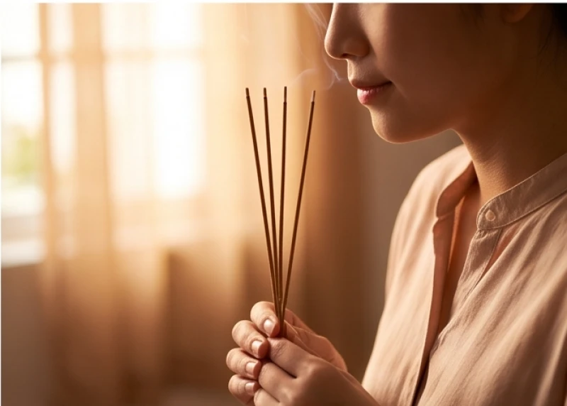 Tàn nhang cong là điềm gì: Điềm báo tâm linh và cách nhận biết 7 Cầm bó hương trầm thảo mộc trên tay đưa lên ngửi nhẹ để cảm nhận mùi hương thanh mát mộc mạc trước khi đốt