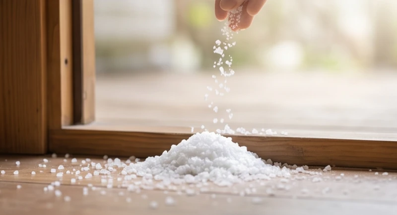 Nắm muối hạt tinh khiết được rắc nhẹ trước hiên nhà để xua đuổi năng lượng tiêu cực sau những cơn ác mộng