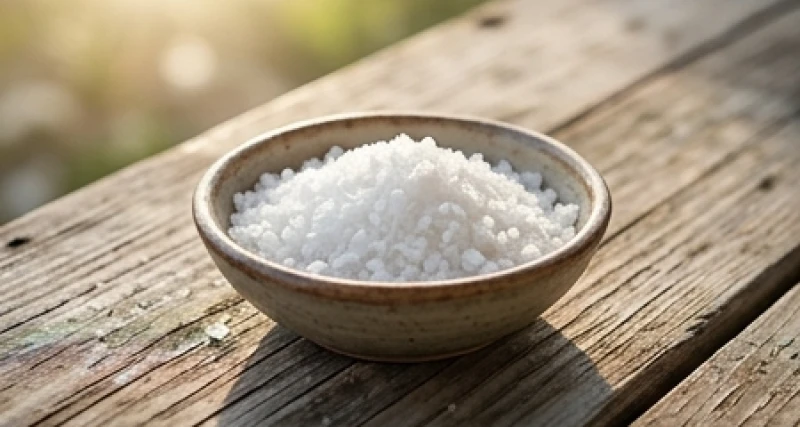 Bát muối hột trắng tinh khiết đặt gọn gàng trước hiên nhà giúp thanh tẩy năng lượng xấu