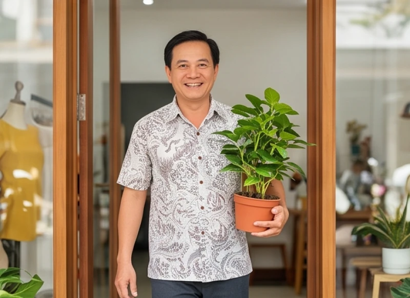 Một người bạn xởi lởi đang mỉm cười xông đất cửa hàng trong ngày khai trương