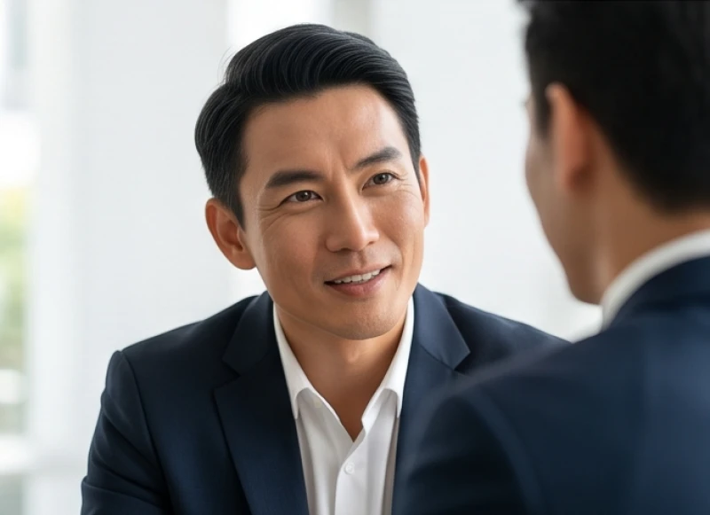 Phong thái giao tiếp cởi mở và điềm đạm của người lãnh đạo có gò má cao