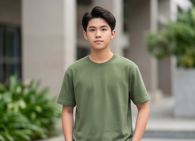 Kỷ Sửu 2009 Hợp Màu Gì: Bảng Màu Xe, Trang Phục & Theo Mùa 6 Nam giới sinh năm 2009 diện áo phông xanh rêu năng động thể hiện sự điềm đạm và vững chãi